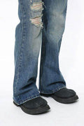 Men's Distressed Bootcut Jeans - Hovatok