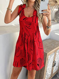 Devine Printed Tie Shoulder Overalls with Pockets - Hovatok