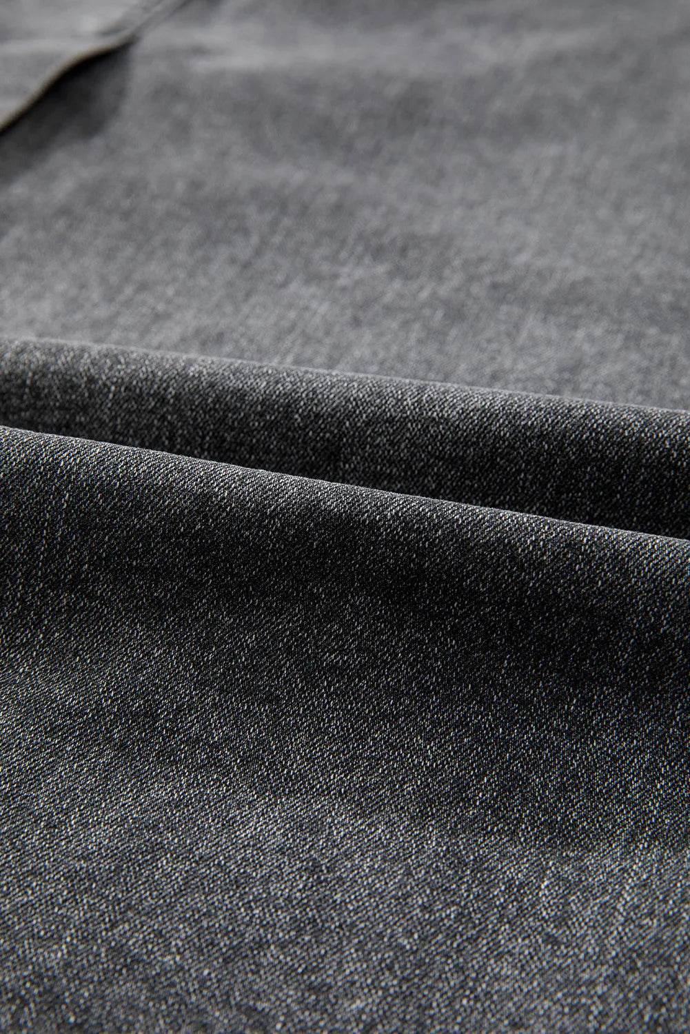 Raw Hem Midi Denim Skirt with Pockets - Hovatok