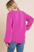 BOMBOM Long Sleeve Curved Hem Ribbed T-Shirt - Hovatok