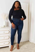 Basic Bae Asymmetrical Neck Long Sleeve Top - Hovatok