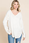Culture Code Full Size V-Neck Dropped Shoulder Blouse - Hovatok