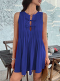 Devine Pleated Sleeveless Mini Dress - Hovatok
