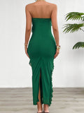 Devine Ruffled Slit Back Tube Maxi Dress - Hovatok