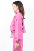 American Bazi Full Size Drawstring Hem Cargo Pocket Cropped Worker Jacket Plus Size - Hovatok