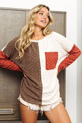 BiBi Color Block Brushed Checker Top - Hovatok