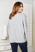 Double Take Seam Detail Round Neck Long Sleeve Top - Hovatok