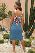 Geometric V-Neck Spaghetti Strap Cover Up Dress - Hovatok