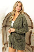 BiBi Checkered Long Sleeve Open Front Cardigan - Hovatok