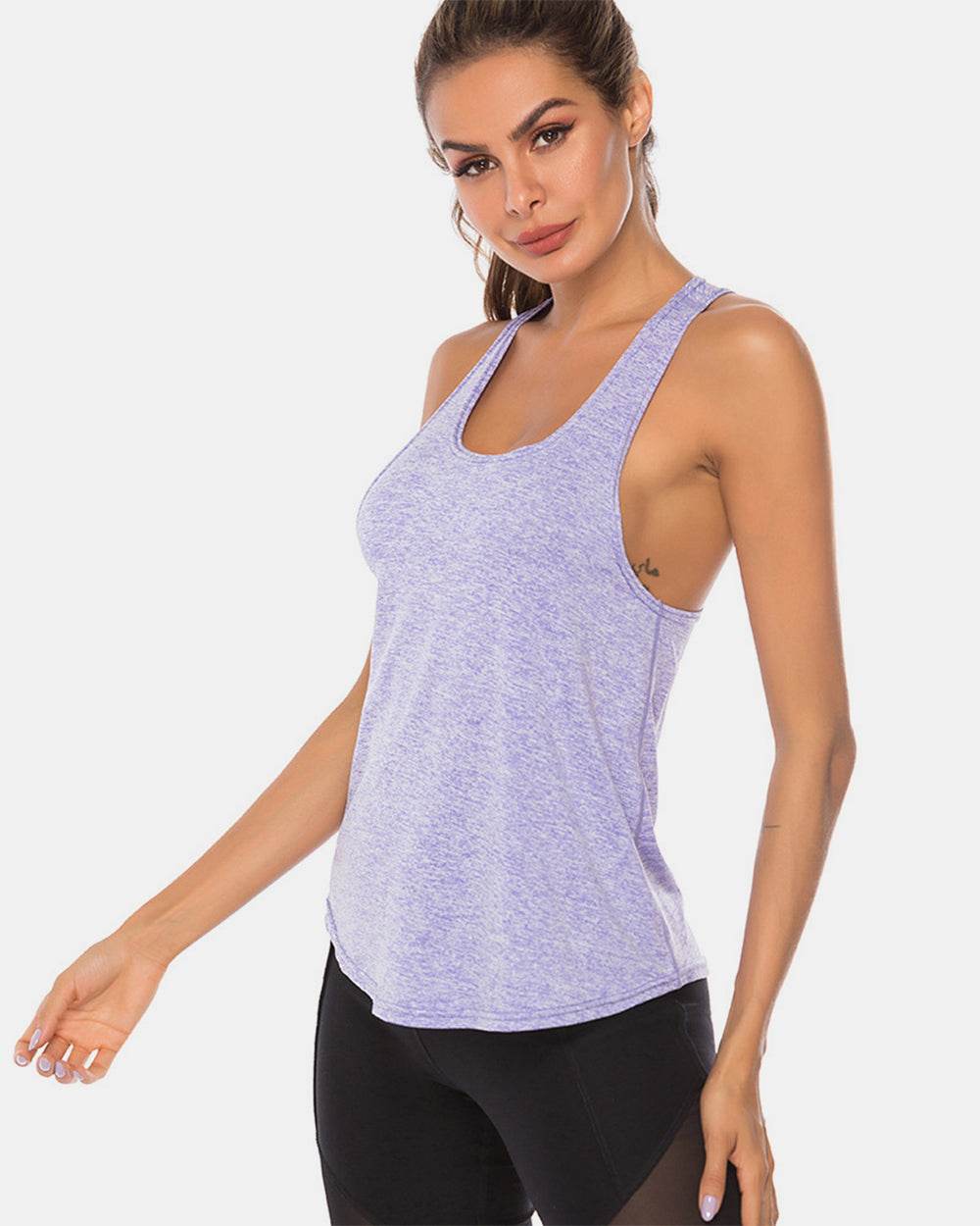 Full Size Scoop Neck Wide Strap Active Tank - Hovatok