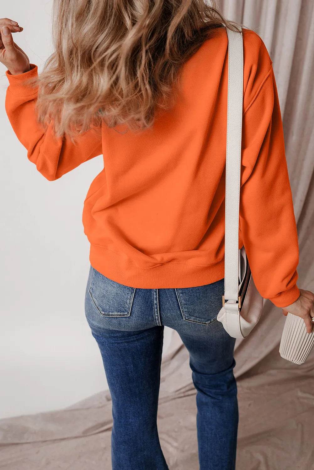 Letter Round Neck Long Sleeve Sweatshirt - Hovatok