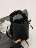 PU Leather Drawstring Bucket Bag - Hovatok