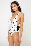 Marina West Swim Beachy Keen Polka Dot Tied Plunge One-Piece Swimsuit - Hovatok
