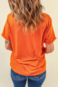 Pumpkin Round Neck Short Sleeve T-Shirt - Hovatok