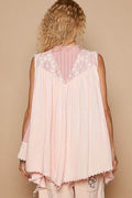 POL Embroidered Pearls Open Front Sleeveless Cardigan - Hovatok