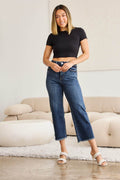 RFM Full Size Tummy Control High Waist Raw Hem Jeans - Hovatok