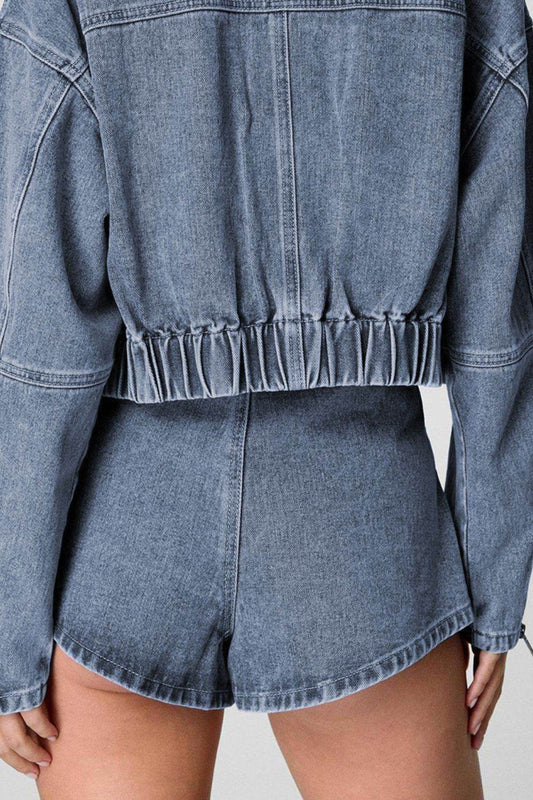 Drawstring Cargo Denim Shorts with Pockets - Hovatok