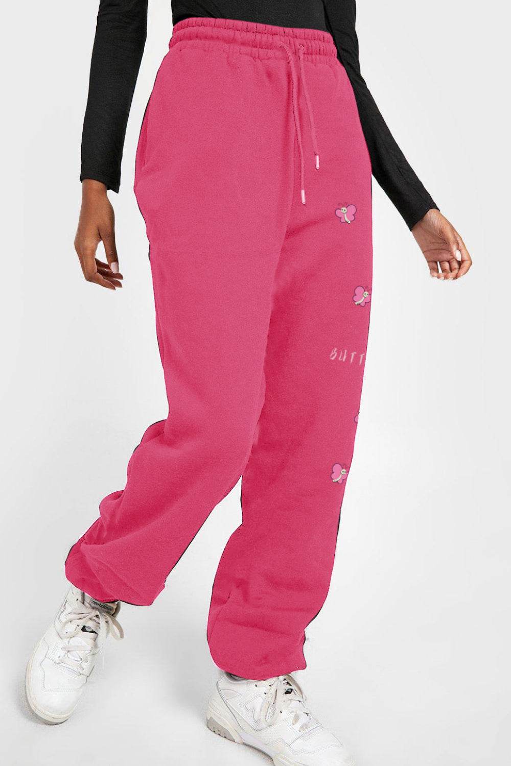 Simply Love Simply Love Full Size Drawstring BUTTERFLY Graphic Long Sweatpants - Hovatok