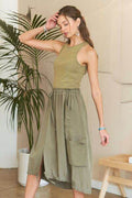 ADORA Drawstring Sleeveless Washed Dress - Hovatok