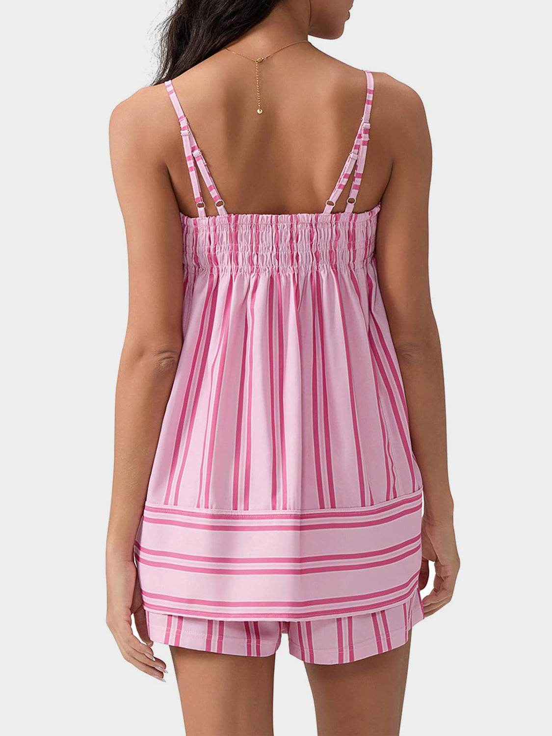 Smocked Square Neck Cami and Shorts Set - Hovatok