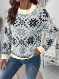 Perfee Graphic Round Neck Long Sleeve Sweater - Hovatok