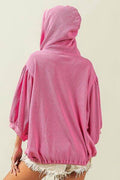 BiBi Waffle-Knit Half Zip Hooded Top - Hovatok