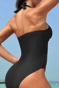 Crisscross Halter Neck One-Piece Swimwear - Hovatok