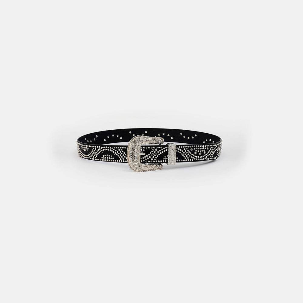 Studded Rhinestone PU Leather Belt - Hovatok