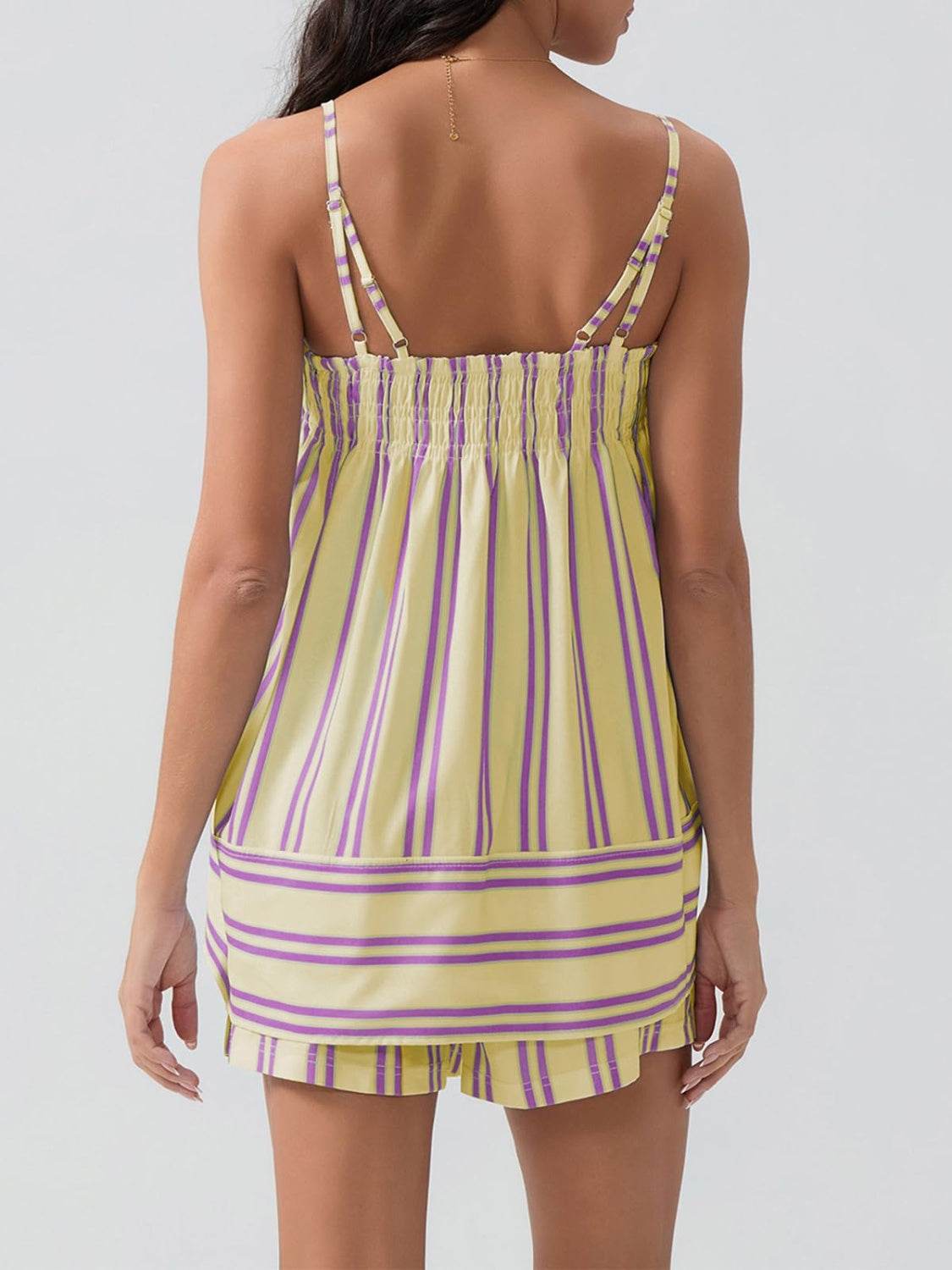 Smocked Square Neck Cami and Shorts Set - Hovatok