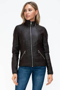 YMI Faux Layered Double-Zipper Jacket with Fuzzy Hood - Hovatok