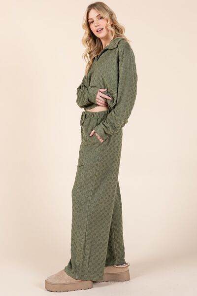 BOMBOM Tied Checkered Wide Leg Pants - Hovatok