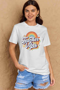 Simply Love Full Size TEACHER VIBES Graphic Cotton T-Shirt - Hovatok