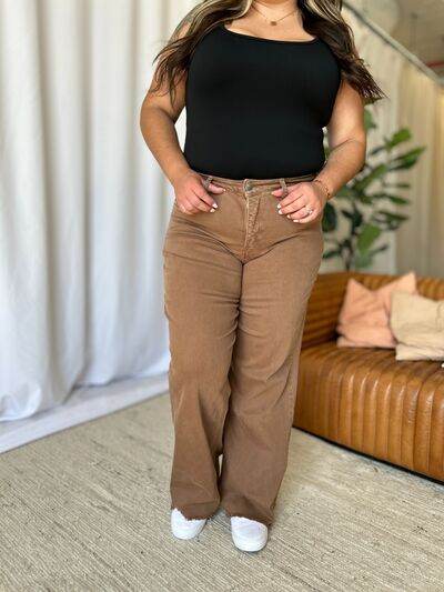 RFM Full Size High Rise Garment Dye Wide Leg Jeans - Hovatok