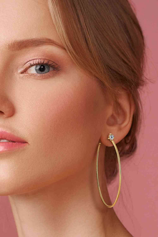 Adored 925 Sterling Silver Moissanite Hoop Earrings - Hovatok