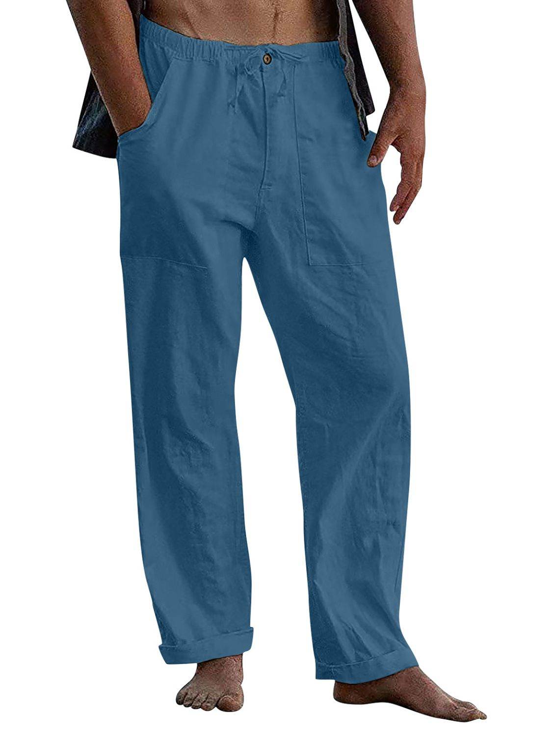 Men's Full Size Drawstring Straight Leg Pants Plus Size - Hovatok
