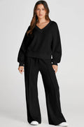 V-Neck Long Sleeve Top and Pants Active Set - Hovatok
