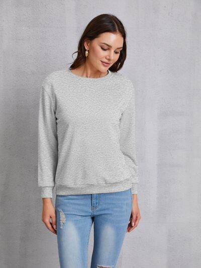 Round Neck Dropped Shoulder Sweatshirt - Hovatok