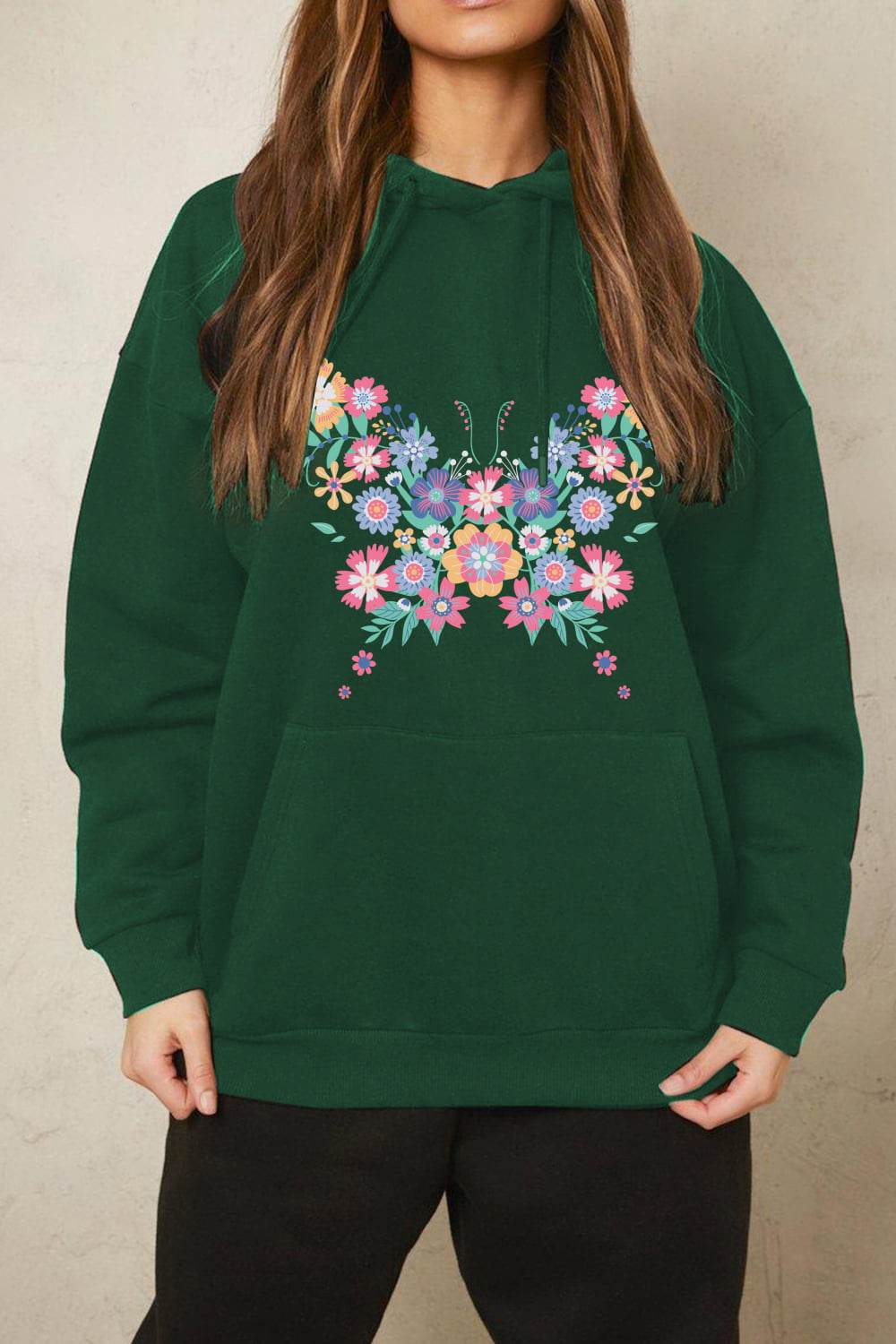Simply Love Simply Love Full Size Floral Butterfly Graphic Hoodie - Hovatok