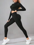 Mock Neck Long Sleeve Top and Leggings Active Set - Hovatok