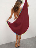 Rainbow Pompom Trim Swim Skirt - Hovatok