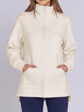 ฺHigh-Low Quarter Zip Long Sleeve Sweatshirt - Hovatok