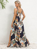Slit Tied Printed Surplice Dress - Hovatok