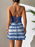 Cutout Striped Spaghetti Strap Cover Up Dress - Hovatok