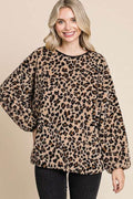 Culture Code Leopard Faux Fur Round Neck Top - Hovatok