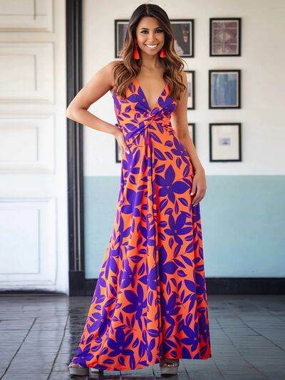 Twisted Printed V-Neck Cami Dress - Hovatok