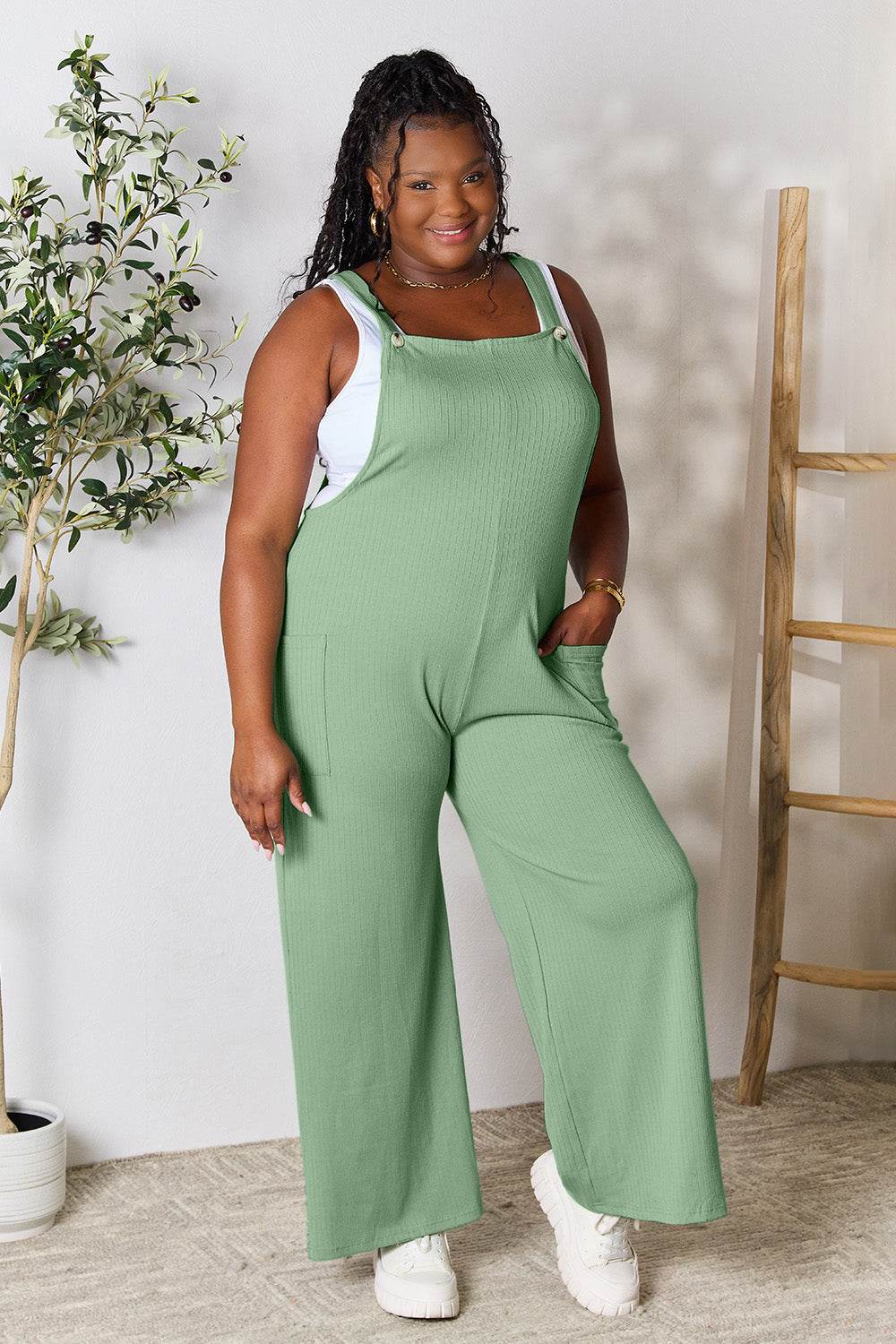 Double Take Full Size Wide Strap Overall with Pockets - Hovatok