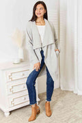 Angel Wings Open Front Duster Cardigan with Pockets - Hovatok
