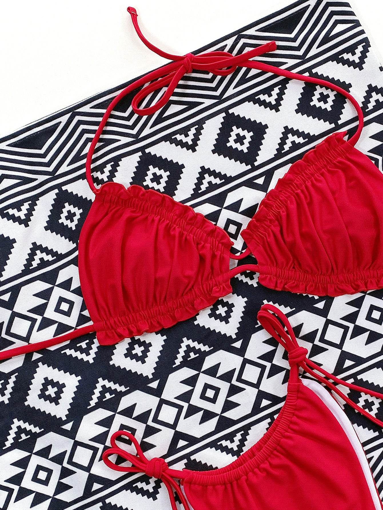 Frill Trill Halter Neck Bikini Set - Hovatok