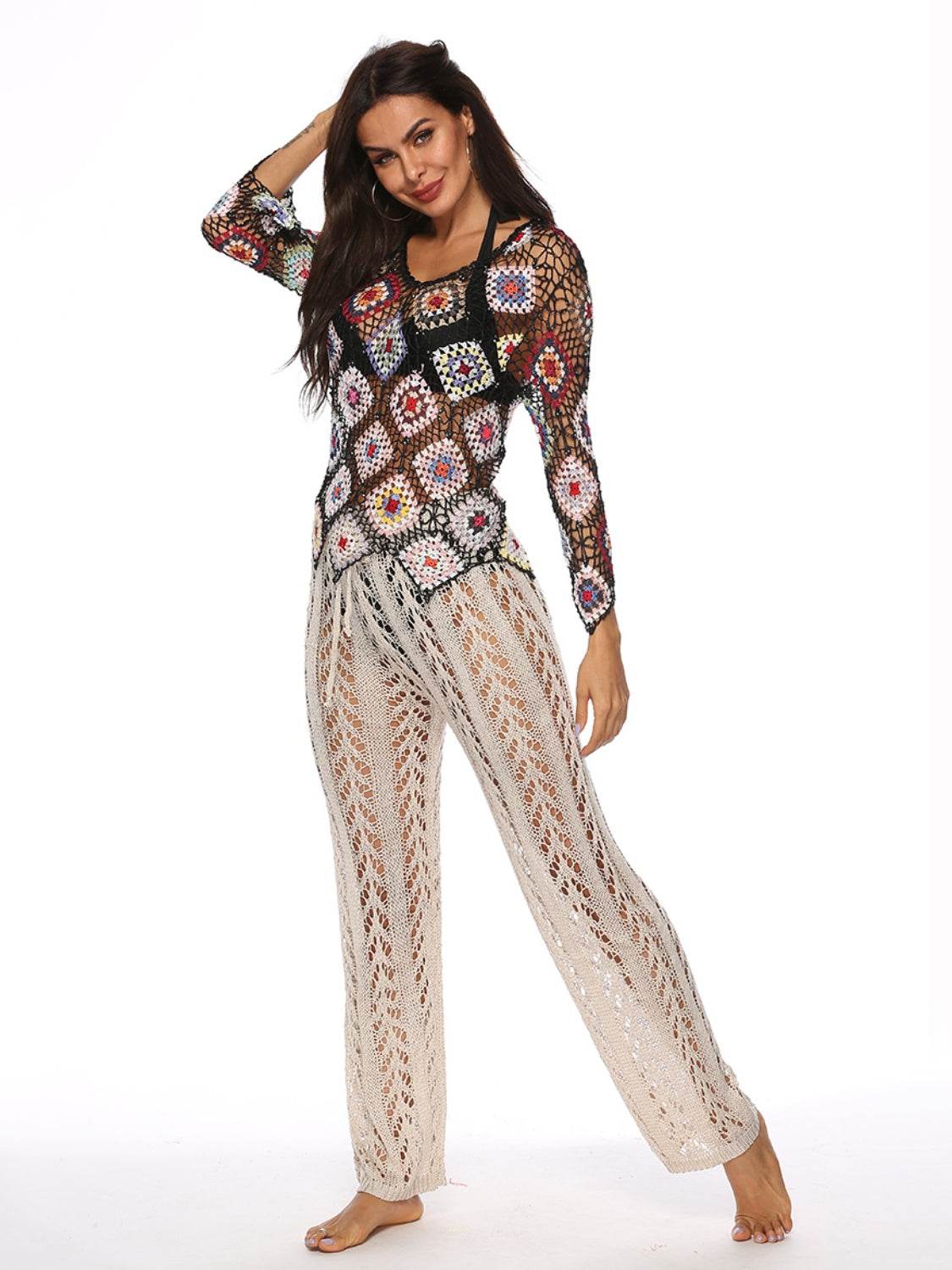 Cutout Drawstring High Waist Swim Pants - Hovatok