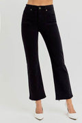 RISEN Full Size Tummy Control Elastic Band High Rise Crop Straight Jeans Plus Size - Hovatok
